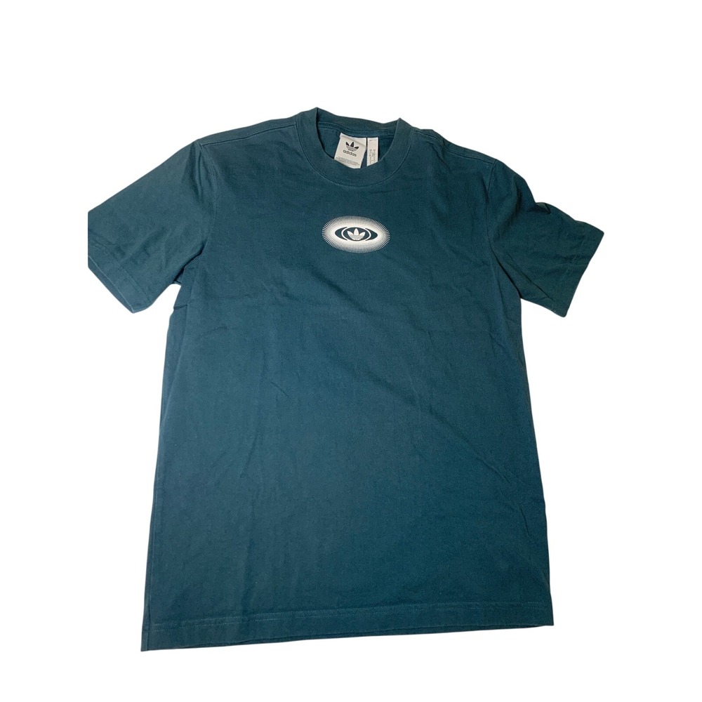 Adidas‎ Originals Mens Trefoil Halftone Graphic T-Shirt Teal Blue Small Cotton